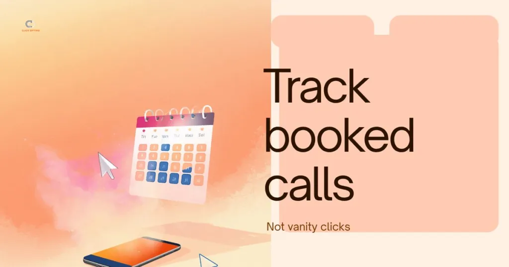 Service business tracking booked calls from Google Ads — calendar and phone motif